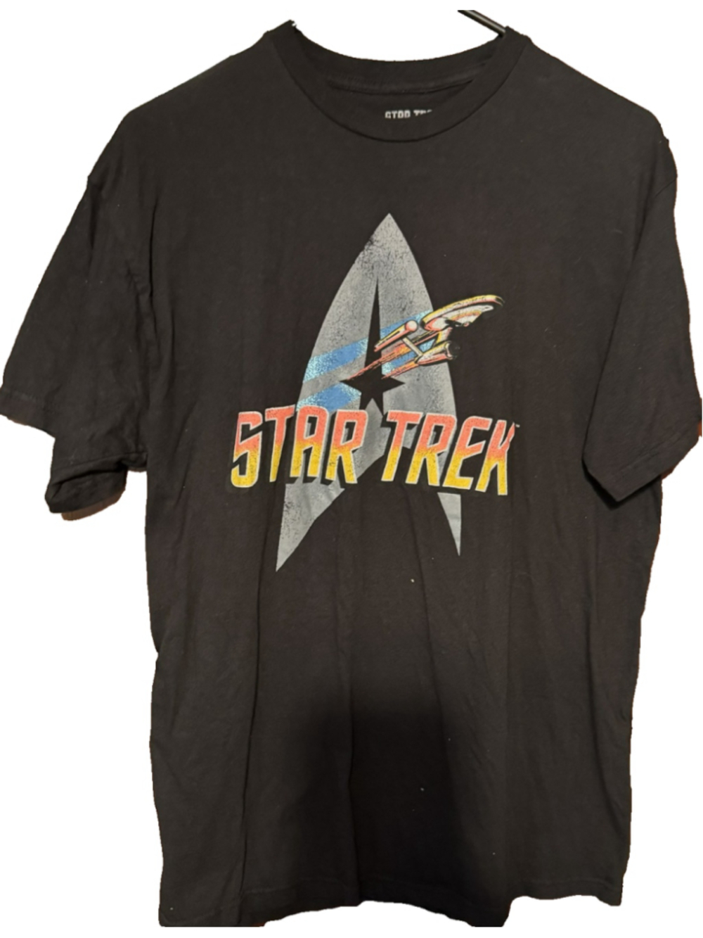 Star Trek Enterprise Logo T-Shirt Men Size L Black